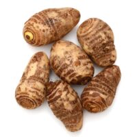 Top,View,Of,Taro,Roots,On,White
